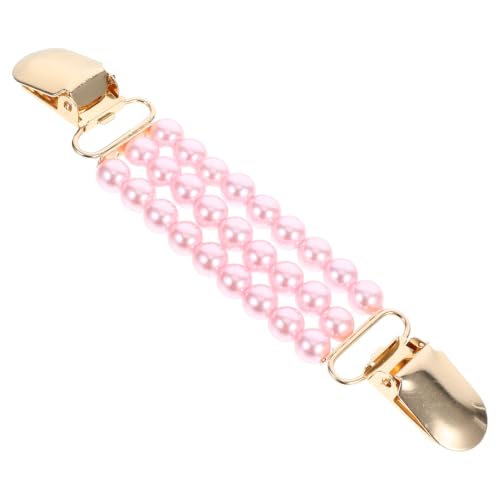 Alipis Pink Faux Pearl Dress Shirt Brooch Clip with Metal Chain for Women Sweaters and Shirts, Versatile Use Cardigan Clasp for Privacy Protection, for Evening Events and Daily Wear