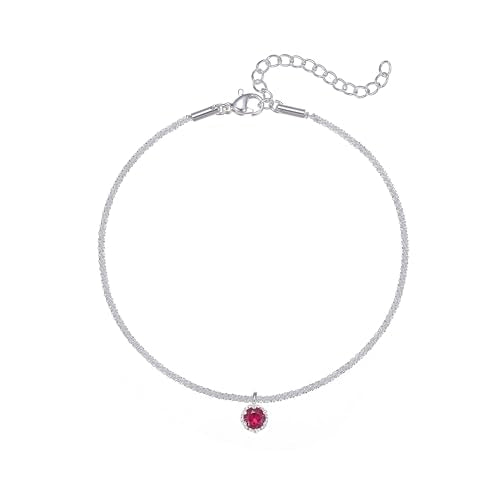 Wellike Silver Ankle Bracelets For Women Waterproof Birthstone Anklets Adjustable Sparkly Chain Silver Plated Stainless Steel Anklet Non Tarnish Jewelry - color: KKWJL185-7