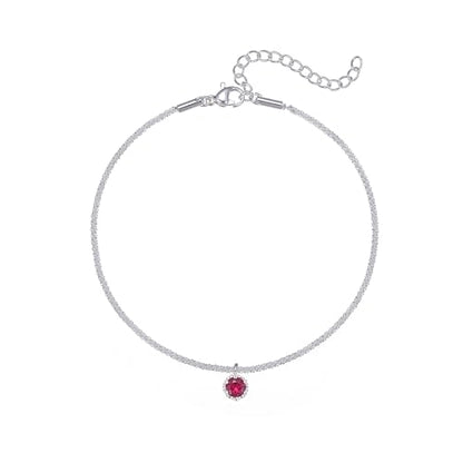 Wellike Silver Ankle Bracelets For Women Waterproof Birthstone Anklets Adjustable Sparkly Chain Silver Plated Stainless Steel Anklet Non Tarnish Jewelry - color: KKWJL185-7