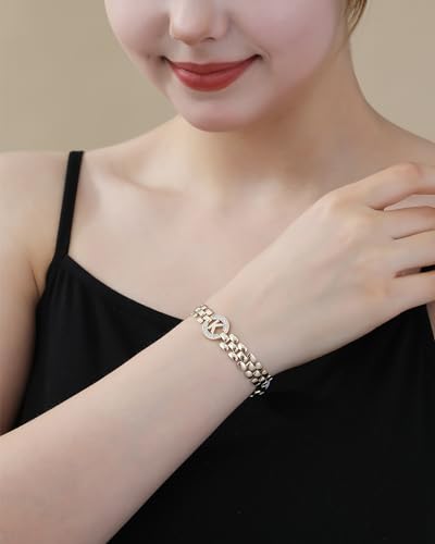 WEDDINEN Initial Bracelets for Women, 14K Gold Plated Letter A-Z Bracelets with Diamonds,Thick Chain Bracelet for Women trendy Jewelry Gifts - color: Gold-Y