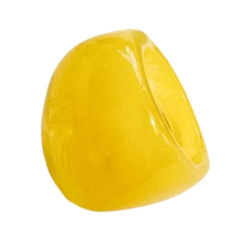 PINK TOWN Resin Chunky Ring, Multicolor Acrylic Stackable Rings Set Vintage Plastic Knuckle Rings Aesthetic Y2k Statement Rings Thick Dome Finger Joint Ring for Women - color: Yellow