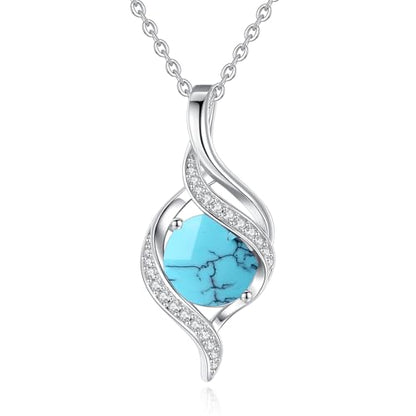 FANCIME Birthstone Necklace for Women Jewelry Gift for Her | Infinity Love Pendant Sterling Silver, Birthday Gift for Women, Adjustable 16+2" - color: 12 - Created Turquoise
