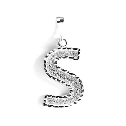 Personalized 1.0 Inch Solid.925 Sterling Silver Initial A-Z Charm - style: S