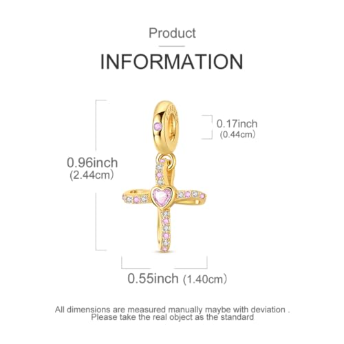 14K Gold Plated Charms for Bracelets Necklace Star Moon Cross Beads Woman | 925 Sterling Silver Charms Butterfly Cute Cat Dog Evil Eye Lucky Bracelet Beads Aesthetic Peandant Jewelry Gift for Mom - color: gold cross