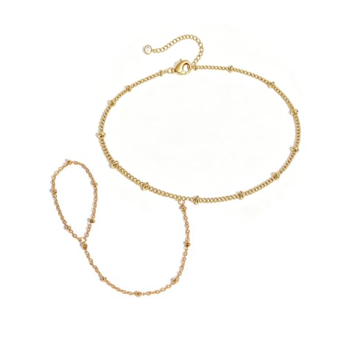 Evil Eye, Heart, Cross-Gold Ring Bracelet Hand Chain Layered Finger Bracelets for Women Delicate Link Chain Jewelry - style: satellite Chain bracelet-gold