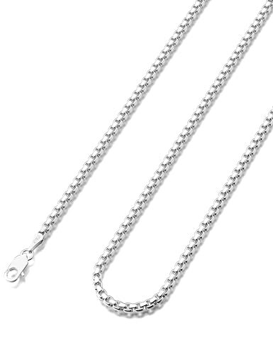 Gold Silver Necklace Chain With Adjustable Lobster Clasp, Diamond Cut Geometric Gold Beads Stationed on Dainty 2mm Cable Box Chain, 16 Inches Rolo Oval Figaro Link Singapore Chain. - color: Silver05