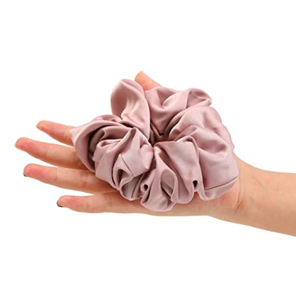 4 PCS Large Satin Silk Scrunchies for Women Big Hair Scrunchies Thick Hair | Black Navy-Blue Red Rose-Red / Stretched 10" Length / No Damage / Gift Box /Diameter: 5 inches / All Hairstyles - color: Black Navy-Blue Red Rose-Red, size: 1 Count (Pack of 4)