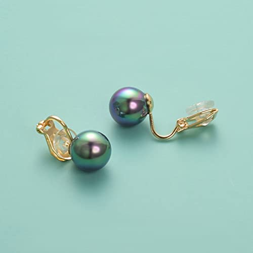 Yoursfs 10mm Tiny Pearl Clip On Earrings for Women 18K Gold Plated Faux Pearls Bridal Earring Fashion Wedding Jewelry - color: faux tahitian pearl