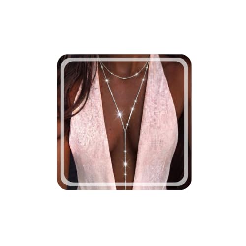 Gmai Long Necklaces for Women 14K Gold Plated Y-Shaped Drop Chain Layered Lariat Long Necklace Dainty Cross Pendant Necklace Trendy Everyday Wear Gift - color: Silver long necklace