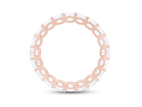 Jewel Zone US Asscher Cut White Cubic Zirconia Eternity Band Ring in 14k Gold Over Sterling Silver - color: rose-gold-plated-silver