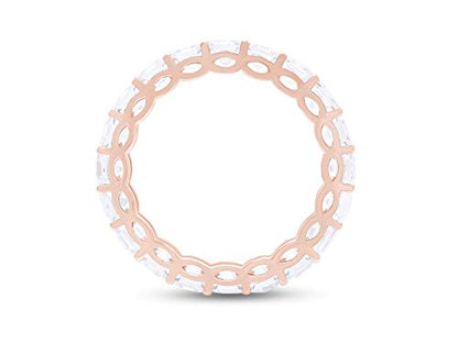 Jewel Zone US Asscher Cut White Cubic Zirconia Eternity Band Ring in 14k Gold Over Sterling Silver - color: rose-gold-plated-silver