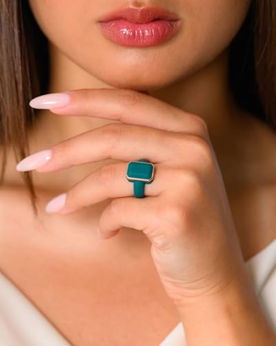 Patented Metal-Framed Silicone Rings - Emerald Collection - color: Pack F - Teal Ocean / Metal Rose Gold