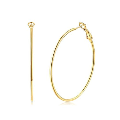 14K Gold Plated 925 Sterling Silver Posts large Hoop Earrings for Women, Hypoallergenic Big Hoop Earrings Lightweight Jewelry for Women 30/40/50/60/70MM - color: Gold-60mm
