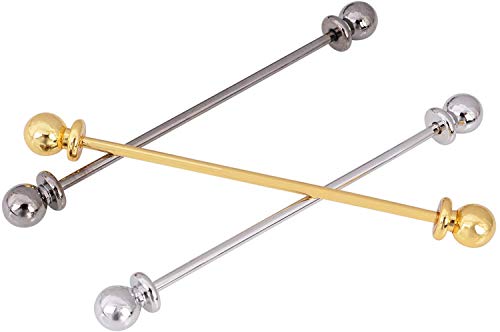 3PCS Copper Collar Bar Shirt Tie Necktie Pins Clip Clasp Lapel Stick Brooch Barbell Screw Cravat Pin - color: Ball
