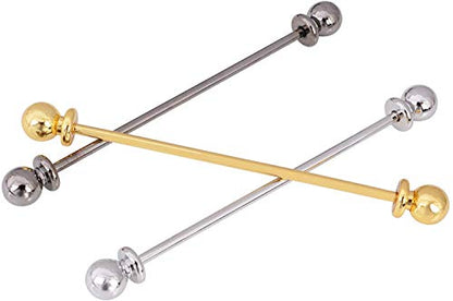3PCS Copper Collar Bar Shirt Tie Necktie Pins Clip Clasp Lapel Stick Brooch Barbell Screw Cravat Pin - color: Ball