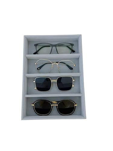 Sunglasses Eyewear Watch Tray Gray Velvet Stackable Organizer Premium Quality Jewelry Storage Multi Function Hallway Orgnization Drawer Divider - size: Glasses Tray