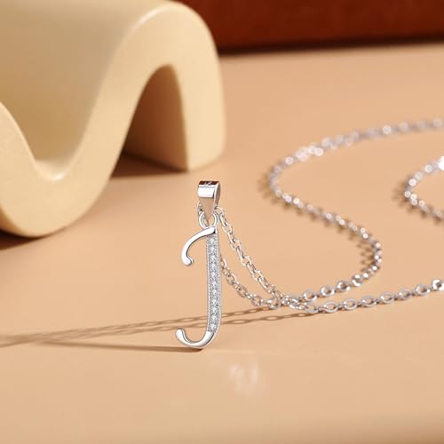 VIKI LYNN Dainty Initial Letter Pendant Necklace for Women | Cubic Zirconia Initial Jewelry, Personalized Letter Necklace, Dainty Women Jewelry, Birthday Gift Idea for Her, Mom and Wife - color: Silver, style: Silver-J