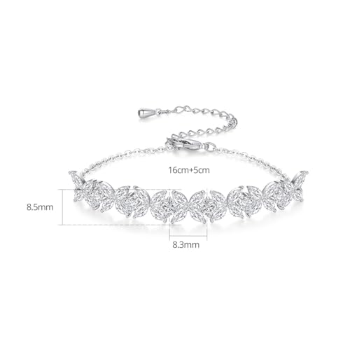 14K Gold Moissanite Tennis Bracelet For Women, D Color VVS1 Brilliant Cut, Adjustable Bracelet, Delicate Valentine's Day Gift - color: Flower Style-2