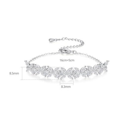 14K Gold Moissanite Tennis Bracelet For Women, D Color VVS1 Brilliant Cut, Adjustable Bracelet, Delicate Valentine's Day Gift - color: Flower Style-2