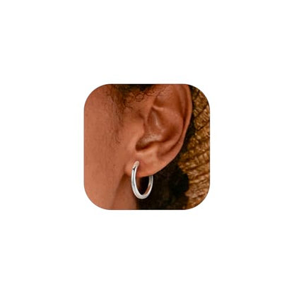 PROSTEEL Huggie Hoop Earrings For Women with 925 Sterling Silver Post | 8/10/12/14/16/18/20mm,14K Gold Plated/Black/Rose Gold/Silver Brass Lightweight Cubic Zirconia Cartilage Piercing Earring - color: 1. Silver, size: 16mm