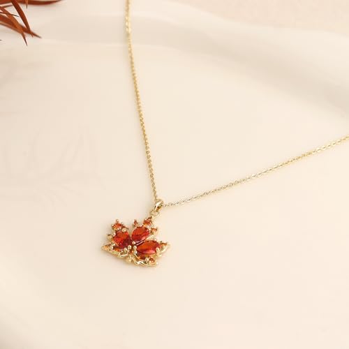 Jean Beau Dainty Pendant Necklaces for Women, Cute Chain Necklace Jewelry Gift - color: Maple