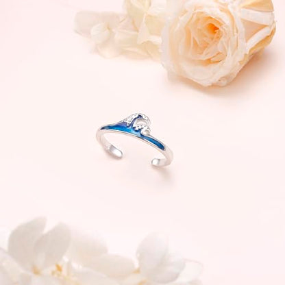 Alphm 925 Sterling Silver Toe Ring for Women Adjustable Open Toe Ring Foot Jewelry Gift - color: White-Wave