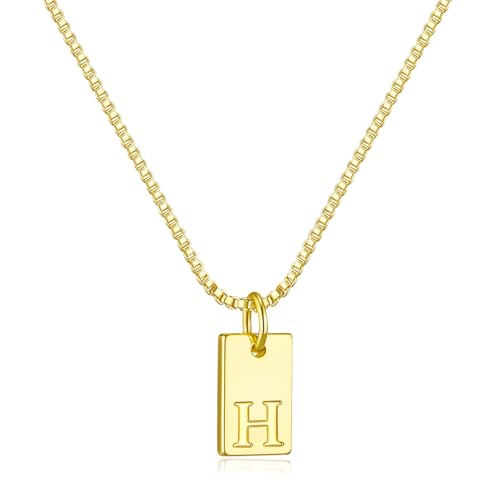 Initial Necklaces for Women 14K Gold Plated Letter Necklace Dainty Waterproof Pendant Necklace Personalized Gifts Trendy Gold Jewelry - color: H