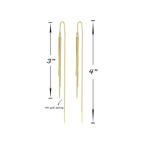14K Gold Plated Threader Dangle Earrings Long Tassel Earrings Wedding Prom Earrings for Women Bridal - style: chain