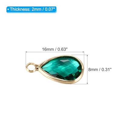 PATIKIL Birthstone Charm Beads Drop Pendant, Handmade Birthstone for Personalized Earrings Bracelet Necklace - color: Green, size: 0.63" x 0.31"