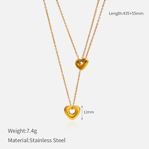 CTRLZTEAM Layered Necklaces for Women Gold Silver Snake Chain Pendant - style: Double Layer Puffed Heart Pendant
