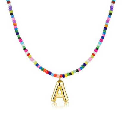 Colorful Initial Necklaces Gifts for Girls Kids Teens, 6-18 Year Old Girl Birthday Gift Teen Girl Gifts Trendy Stuff Gold Bubble Letter Pendent Necklace Jewelry - style: A.