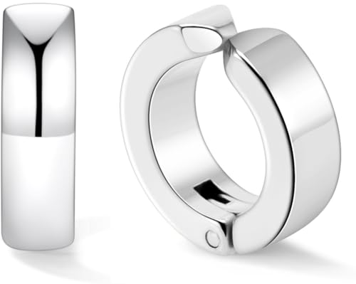 Stainless Steel Mens Womens Clip On Earrings Hoop Huggie Non-Piercing 3 Pairs - color: 1 Pairs(Silver)