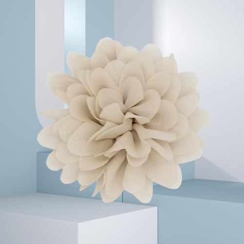 Satin Fabric Large Flower Brooch Pin Dainty Handmade Big Rose Flower Brooches Blossom Lapel Pins Silk Camellia Flowers Pin Wedding Dance Prom Party Banquet Dresses Suit Clothes Jewelry for Women - color: Khaki