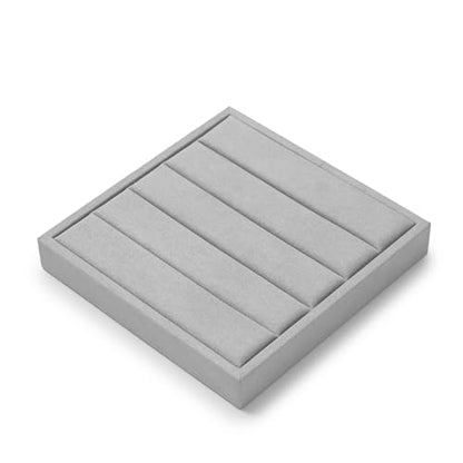 Microfiber Ring Display Stand Small Ring Tray Showcase | Jewelry Display Home Organizer Gray - size: 5.49" x 5.51" x 0.78"