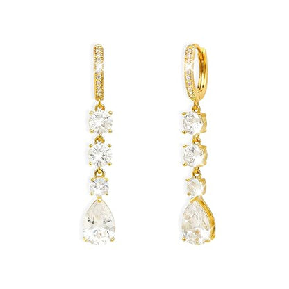 Sonateomber Christmas Tree Dangle Small Gold Hoop Earrings for Women, Cute Sparkly CZ Rhinestone Maple Clover Leaf Drop Earings Thanksgiving Holiday Accessories Fashion Jewelry Gift - color: Teardrop