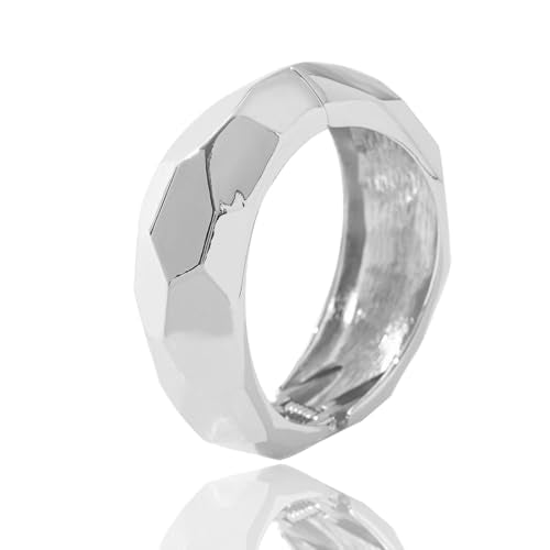 YMBYCM Gold Chunky Bangle Bracelets for Women | Trendy Wide Chunky Cuff Bracelets Wrap Bracelet Fashion Jewelry Accessories - color: Silver-2