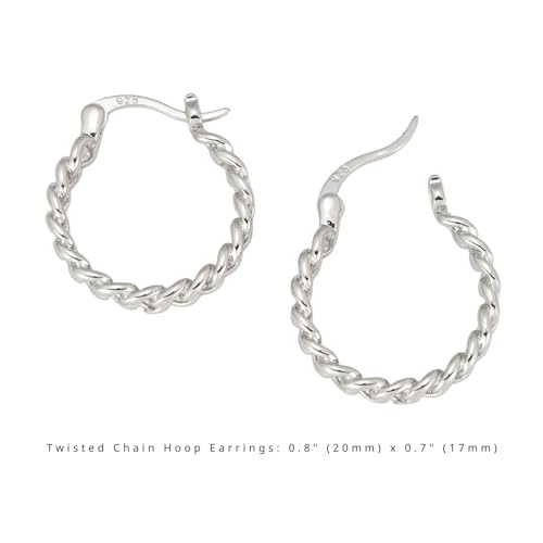 RENAIZ Dainty Lightweight Hoop & Stud Earrings for Women – 14K Gold Plated & Rhodium Plated, Minimalist Geometric Hypoallergenic Jewelry, Tiny Dainty Everyday Studs and Hoops - color: White Gold, style: Twisted Chain