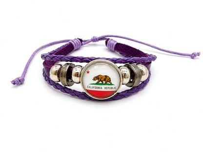 World Cup National Team Soccer Fan Bracelet – Faux Leather – Sports Fashion Jewelry - color: California Purple