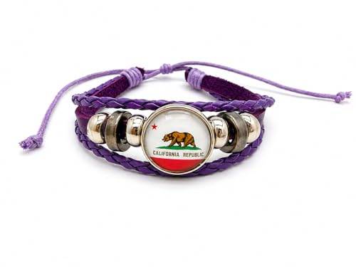 World Cup National Team Soccer Fan Bracelet – Faux Leather – Sports Fashion Jewelry - color: California Purple