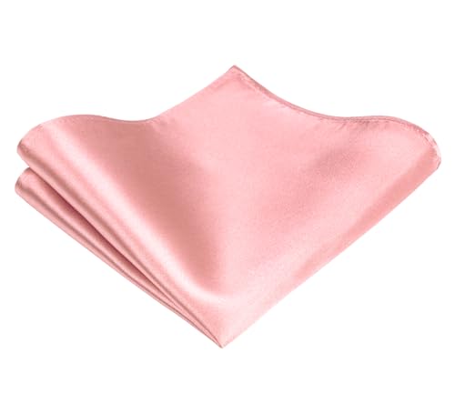 TIE G Solid Satin Woven dyed Color Formal Black Necktie and Pocket Square Sets in Gift Box - color: Dusty Rosepink