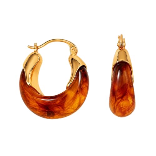 14K Gold Plated Chunky Hoop Earrings for Women Vintage Leopard Print Hoops Large Round Hoop Earrings Jewelry - style: Hoop B