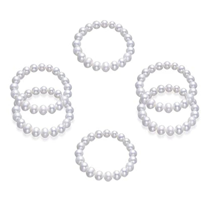 Pingyongchang Elastic Pearl Bracelet Stackable Stretch Bracelet Wedding Accessories Bridesmaid Bracelet 8MM Faux Pearl Bracelet Bridal Party Prom Beaded Bracelet - color: 6pcs
