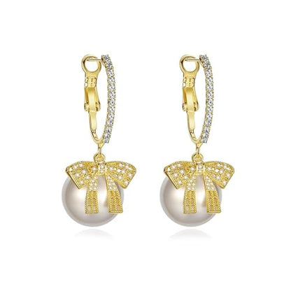 Bow Earrings Red Earrings for Women Dangle Cute Earrings Red Stuff Jewelry Outfits Accessories Gifts for Girls - color: C6:gold bow earrings