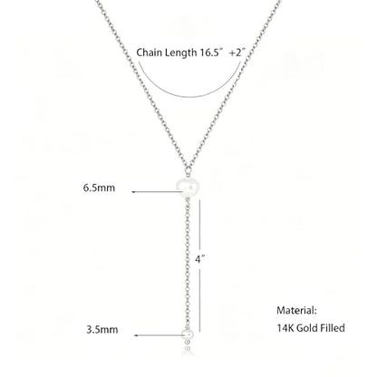 Pearl Necklace for Women, Dainty Pearls Choker Necklace for Women 14K Gold Plated Layered Pendant Necklace Handmade Gold Chain Necklace Everyday Jewelry Gift - color: Y Two Pearls-Silver