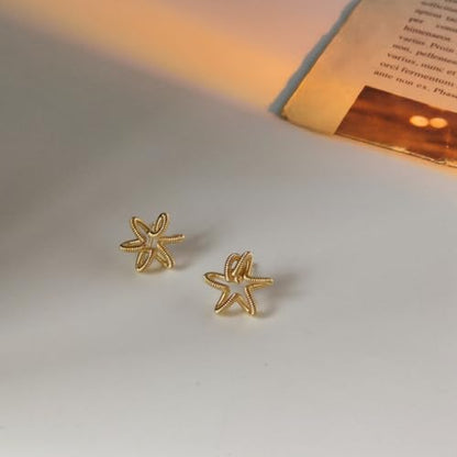 Wire-Wrapped Star Stud Earrings for Women Sustainable 14K Gold Plated Recycled Brass Hypoallergenic 925 Sterling Silver Posts PVD Coated Artisanal & Unique 13mm
