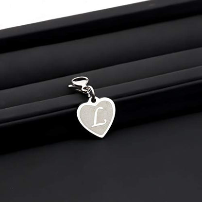 FAADBUK Initial Letter A-Z Alphabet Heart Charms for Jewelry Bracelet Keychain Necklace Initial Stainless steel Clasp Clip on Charm - color: intial L