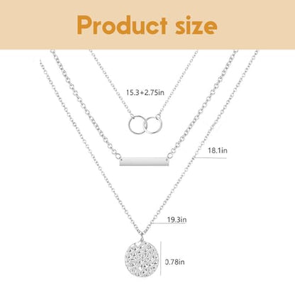 Necklace for Women with Circle and Bar Pendants Layered Jewelry Versatile Design - color: buckle