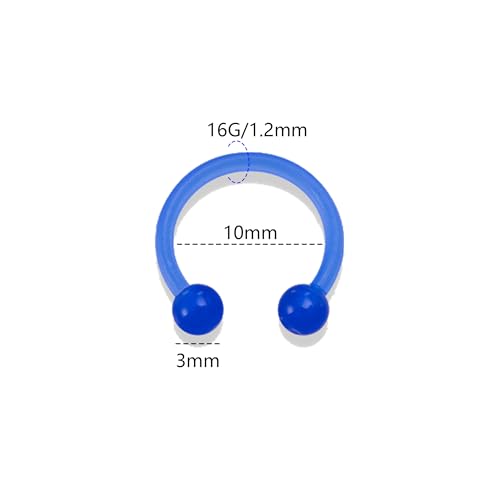 20Pcs 16G Glow in the Dark Horseshoe Nose Septum Ring for Women and Men | Eyebrow Lip Ring Septum Retainer Acrylic Flexible Circular Barbell Piercing Jewelry