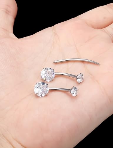 Belly Button Rings Surgical Stee, Extra-Long & Short Simple Internally Threaded Belly Rings, 14G Belly Piercing Jewelry,Navel Piercing Jewelry for Women Men 6mm 8mm 10mm 12mm 14mm 16mm - color: 12mm 1/2 Inch Belly Button Ring