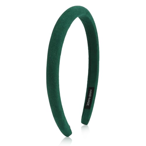 Wecoe Padded Headbands for Women - Fall & Winter Plain Sueded-Like Headbands Fashion Non slip Soft Comfortable Head Bands Hair Accessories for Women(Green)